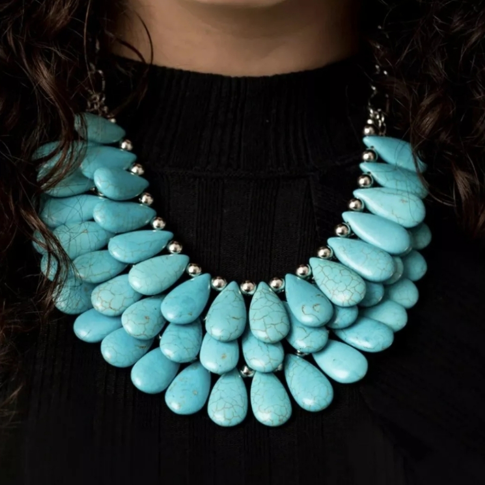 Paparazzi Blue and Silver Layered Necklace